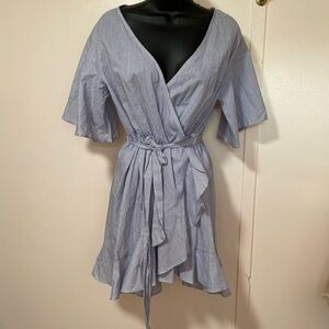 Listicle stripe Wrap Dress with Belt